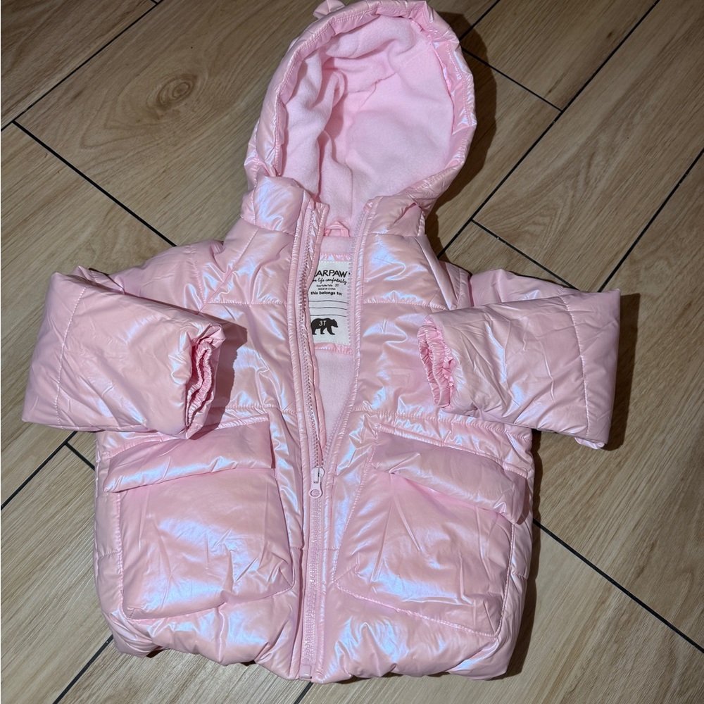BEARPAW metallic pink puffer coat
